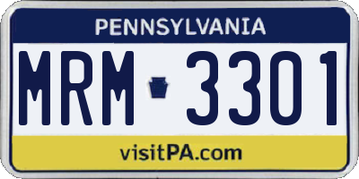 PA license plate MRM3301