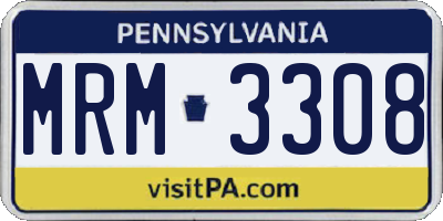 PA license plate MRM3308