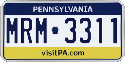 PA license plate MRM3311