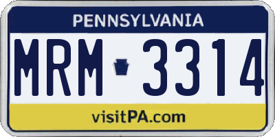 PA license plate MRM3314