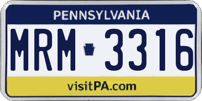 PA license plate MRM3316