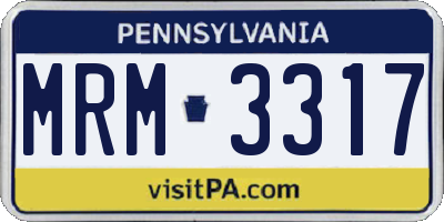 PA license plate MRM3317