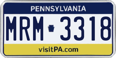 PA license plate MRM3318