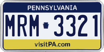 PA license plate MRM3321