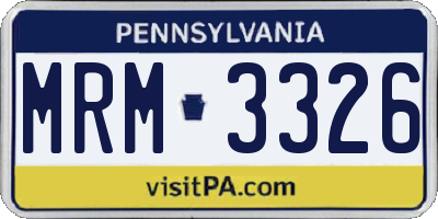 PA license plate MRM3326
