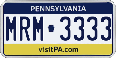 PA license plate MRM3333