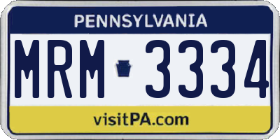 PA license plate MRM3334