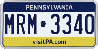 PA license plate MRM3340