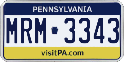 PA license plate MRM3343