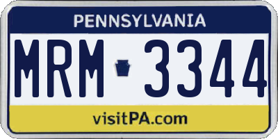 PA license plate MRM3344