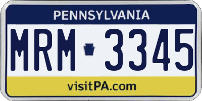 PA license plate MRM3345