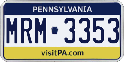 PA license plate MRM3353