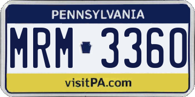 PA license plate MRM3360