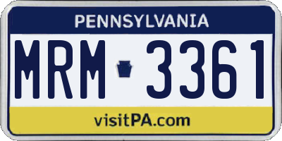 PA license plate MRM3361
