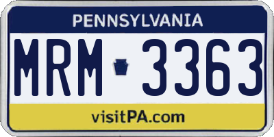 PA license plate MRM3363