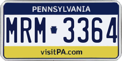 PA license plate MRM3364