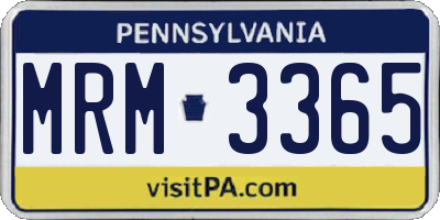 PA license plate MRM3365