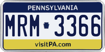 PA license plate MRM3366