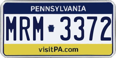 PA license plate MRM3372