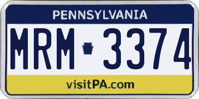PA license plate MRM3374