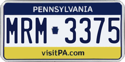 PA license plate MRM3375