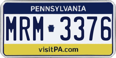 PA license plate MRM3376