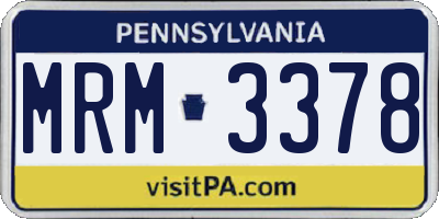 PA license plate MRM3378