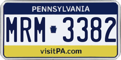 PA license plate MRM3382