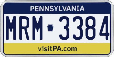 PA license plate MRM3384