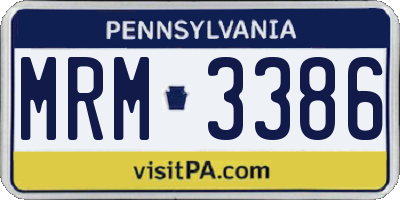 PA license plate MRM3386