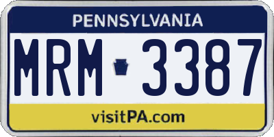 PA license plate MRM3387