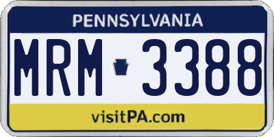 PA license plate MRM3388