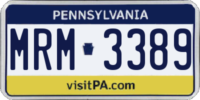 PA license plate MRM3389