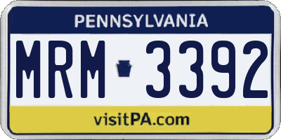 PA license plate MRM3392
