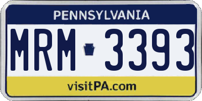PA license plate MRM3393