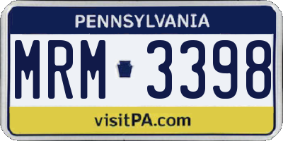 PA license plate MRM3398