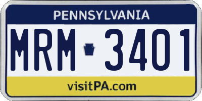 PA license plate MRM3401