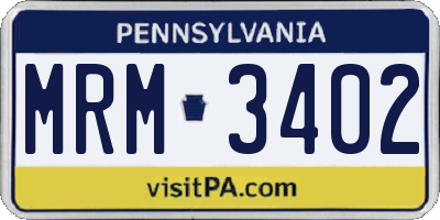 PA license plate MRM3402
