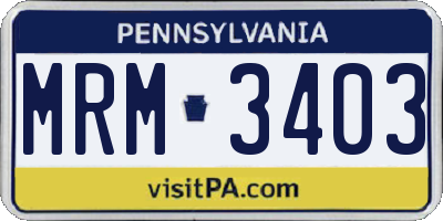 PA license plate MRM3403