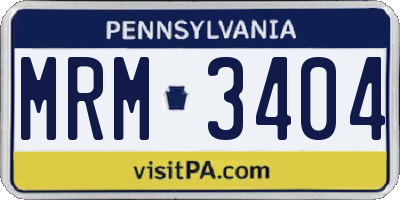 PA license plate MRM3404