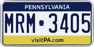 PA license plate MRM3405