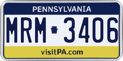 PA license plate MRM3406