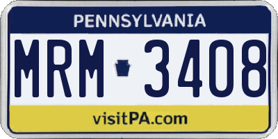 PA license plate MRM3408