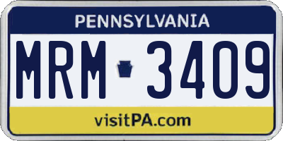 PA license plate MRM3409