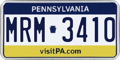 PA license plate MRM3410