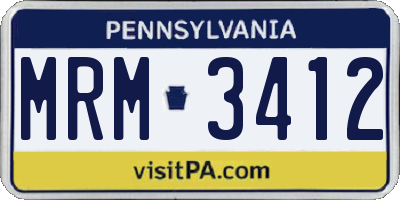 PA license plate MRM3412