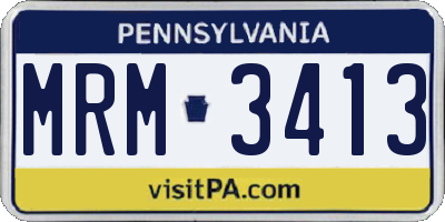 PA license plate MRM3413