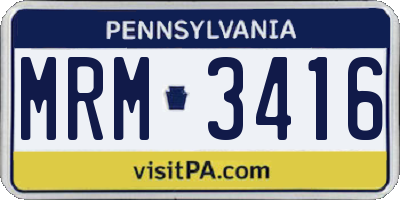 PA license plate MRM3416