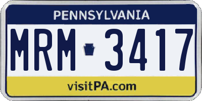 PA license plate MRM3417