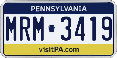 PA license plate MRM3419
